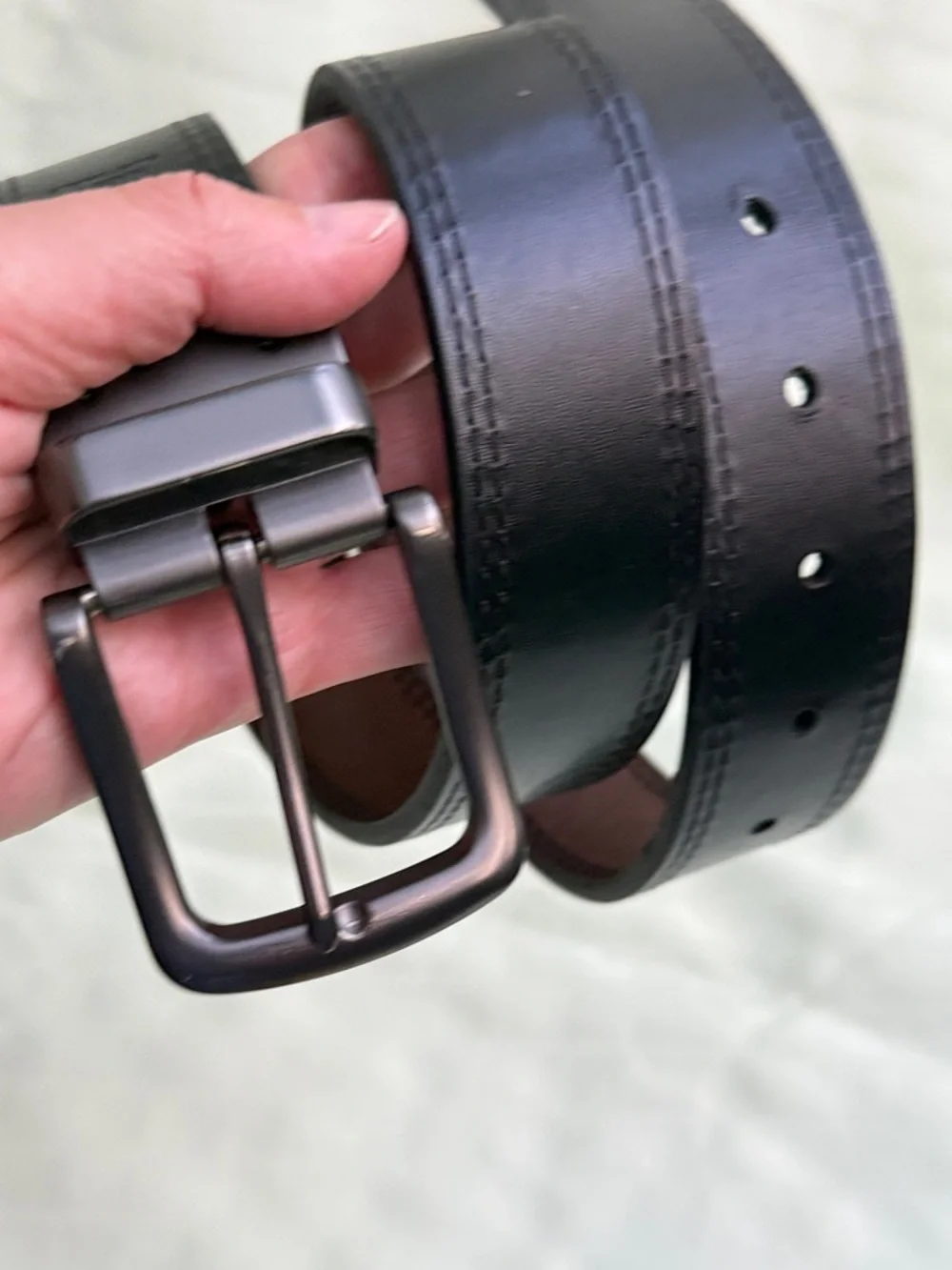 Thick Leather Convertible Belt - Brown/Black